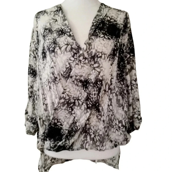 Parker Women's Drape‎ Surplice Front Semi Sheer Silk Blouse Size Small - Picture 1 of 7